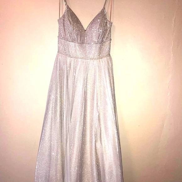 City Trianges Prom Dress, Silver - Picture 10 of 12